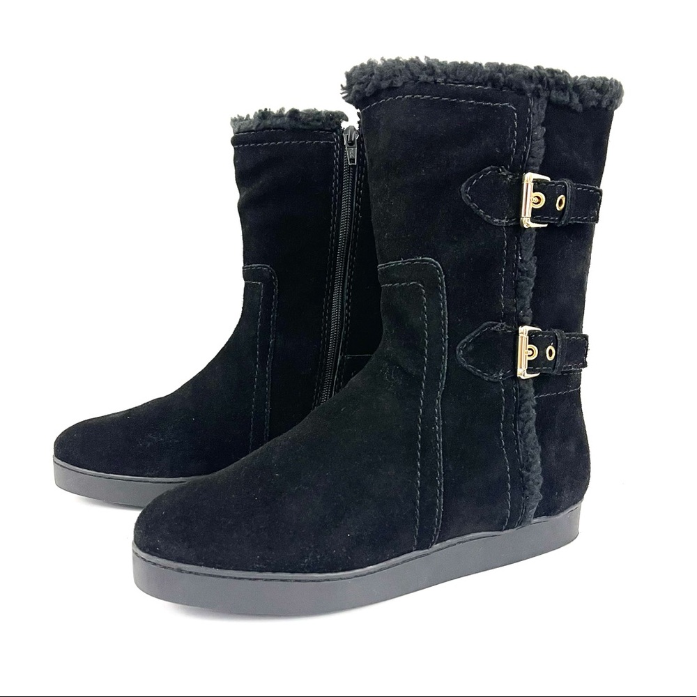 Talbots Tippi Black Suede Faux Fur Winter Boots